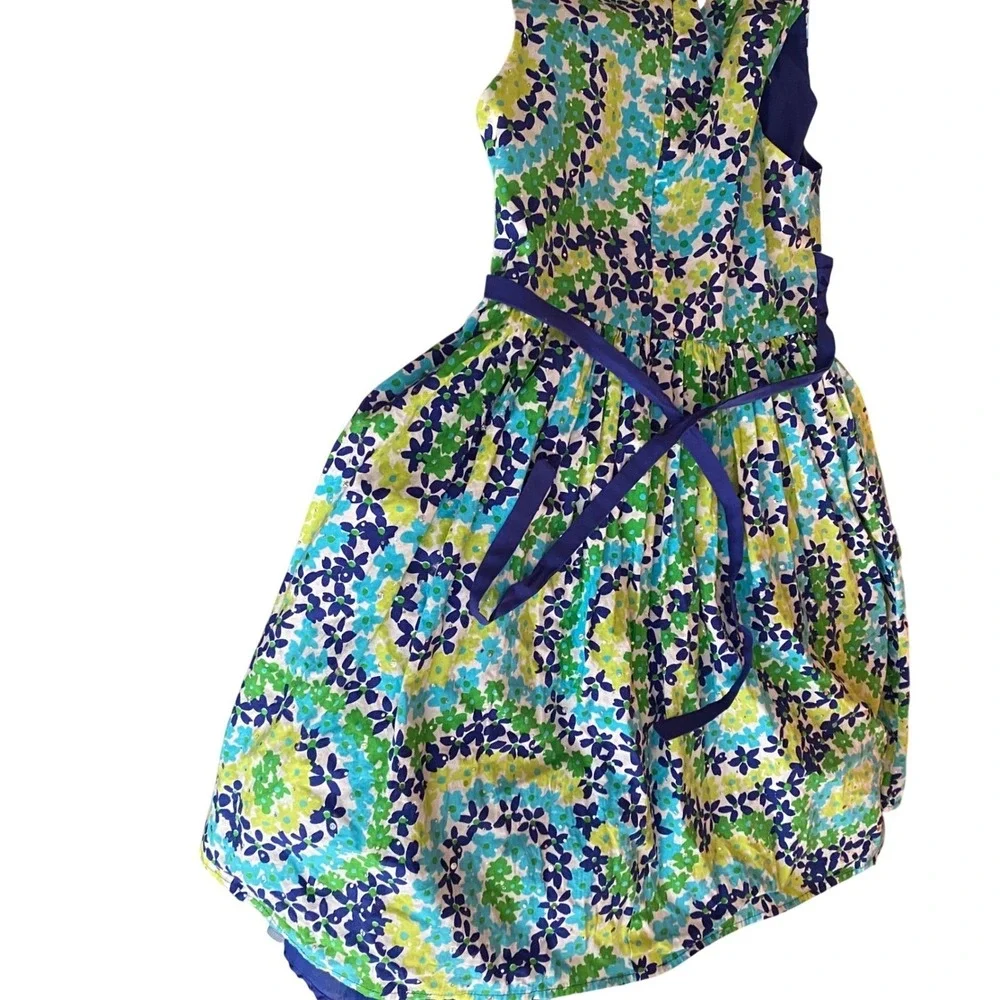 Bloome de Jeune Fille Girls 16 Floral Rhinestone Party Dress Blue Green Cotton